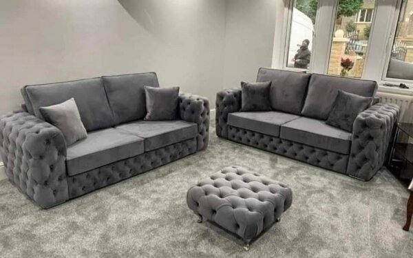 buttoned sofa set