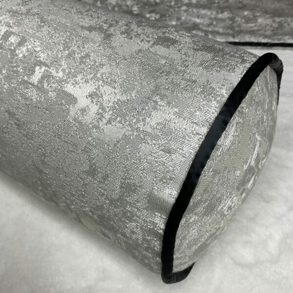 Vivian BOLSTER CUSHION / SILVER CONTRASTING BLACK PIPING