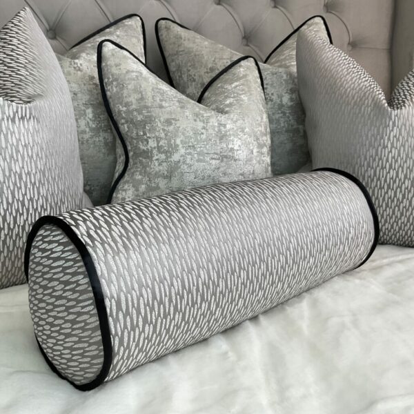 ASTRID BOLSTER CUSHION / CONTRASTING BLACK PIPING