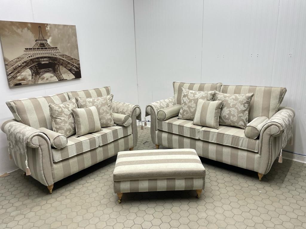 Grand Windsor sofa in stripe luxury fabric
