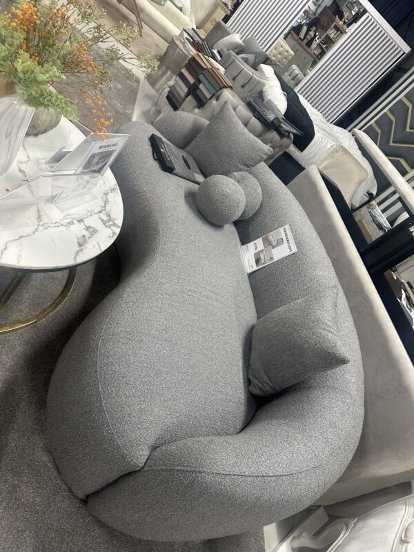 Boucle curved sofa grey