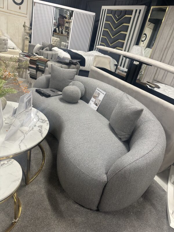 Boucle curved sofa grey