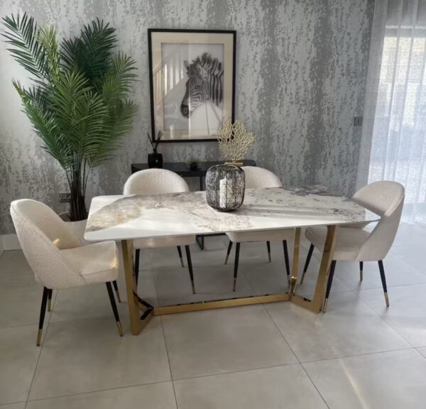 Lucien Gold Marble Dining Table