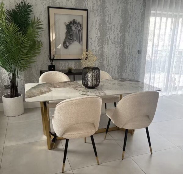 Lucien Gold Marble Dining Table