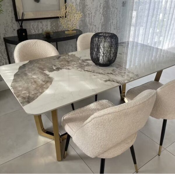 Lucien Gold Marble Dining Table