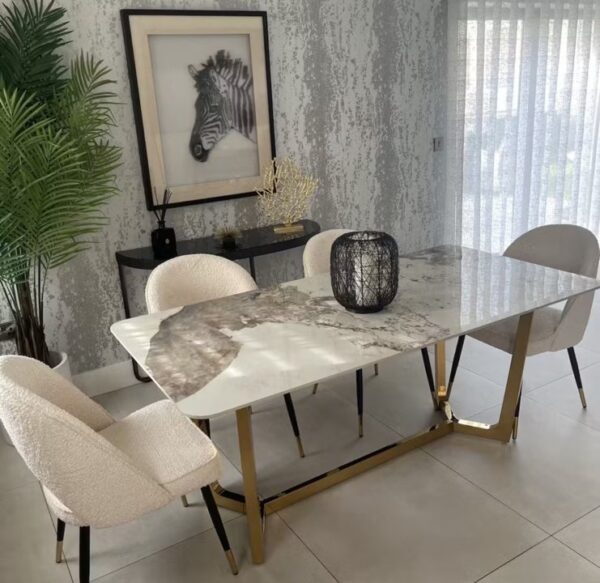 Lucien Gold Marble Dining Table