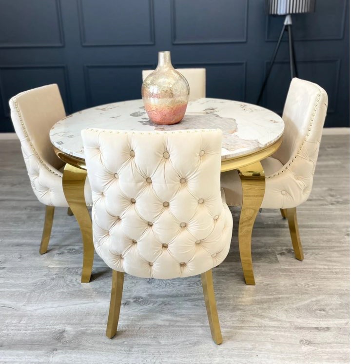 Round Oxford gold dining table