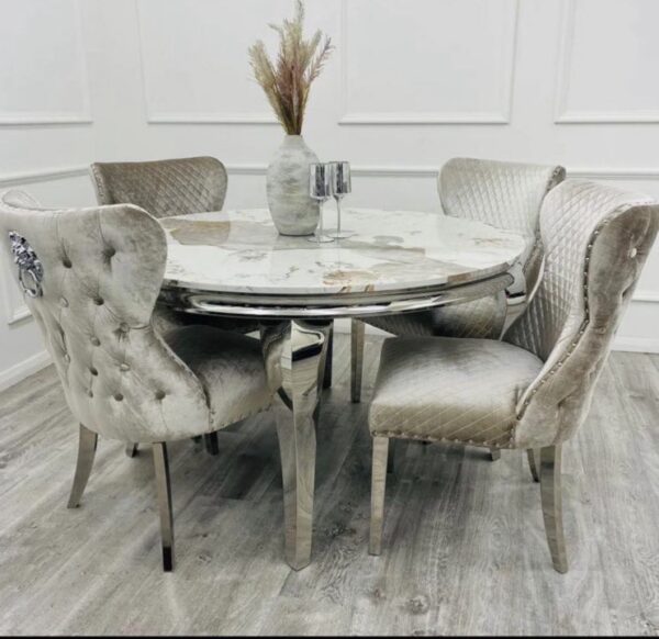 Oxford round dining table with Sintered marble top