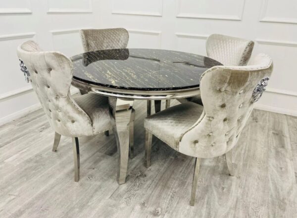 Oxford round dining table with Sintered marble top