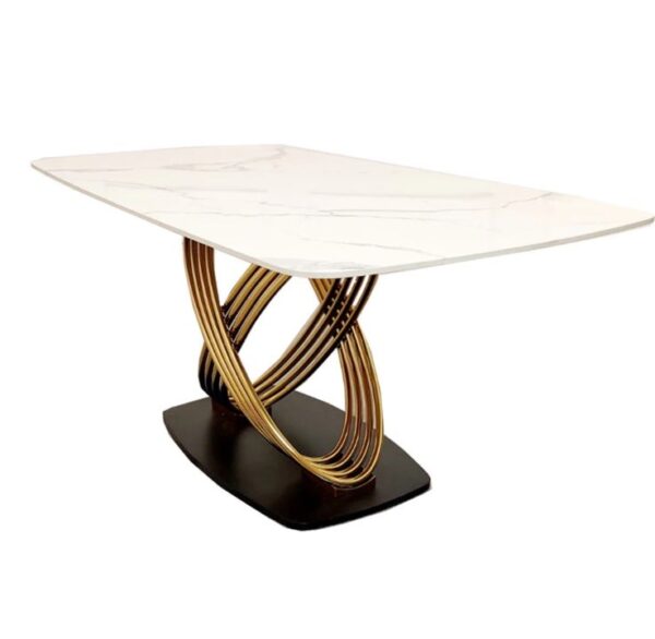 Orion Gold Dining Table with Polar White Sintered Stone Top