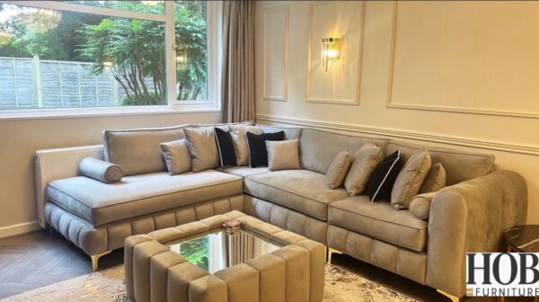 Oyster L shape sofa with footstool