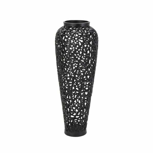 Black Cast Lattice floor standing Vase