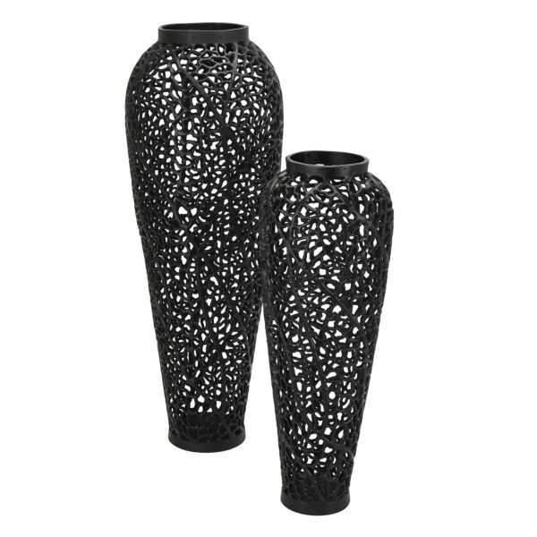 Black Cast Lattice floor standing Vase