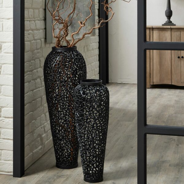 Black Cast Lattice floor standing Vase
