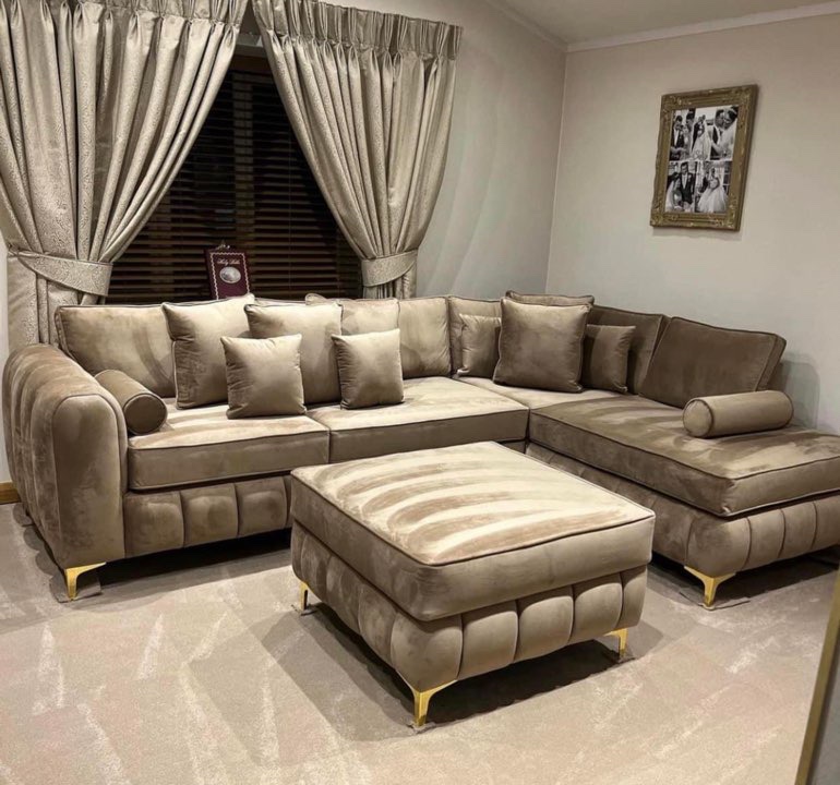 Oyster L shape sofa with footstool