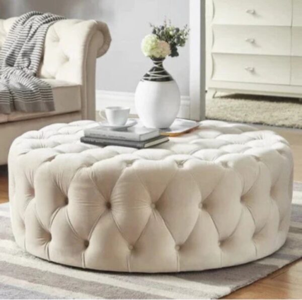 Chesterfield circular upholstered footstool