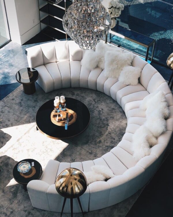 Curved linear sofa
