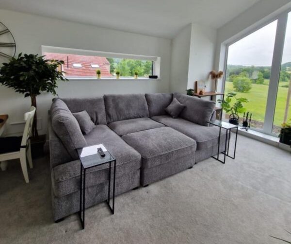 London boucle u shape sofa complete with footstool