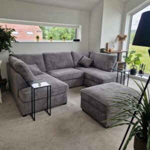 London boucle u shape sofa complete with footstool