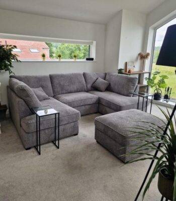 London boucle u shape sofa complete with footstool