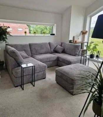 London boucle u shape sofa complete with footstool