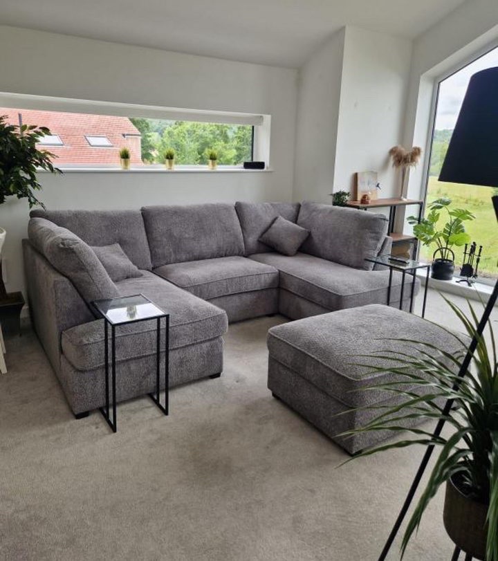 London boucle u shape sofa complete with footstool