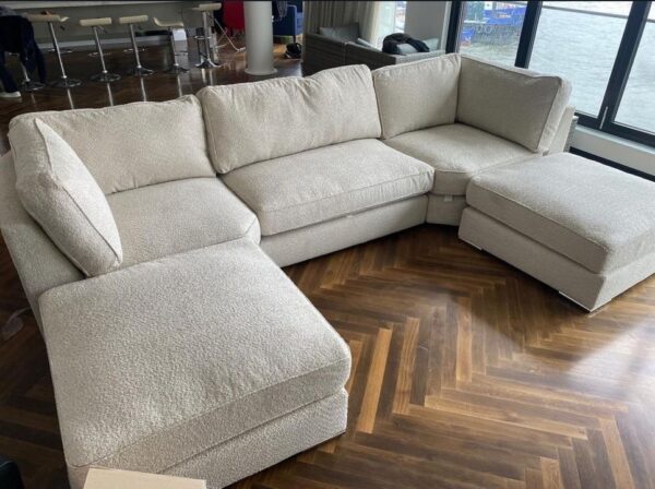 London boucle u shape sofa complete with footstool