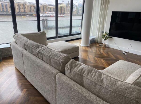 London boucle u shape sofa complete with footstool