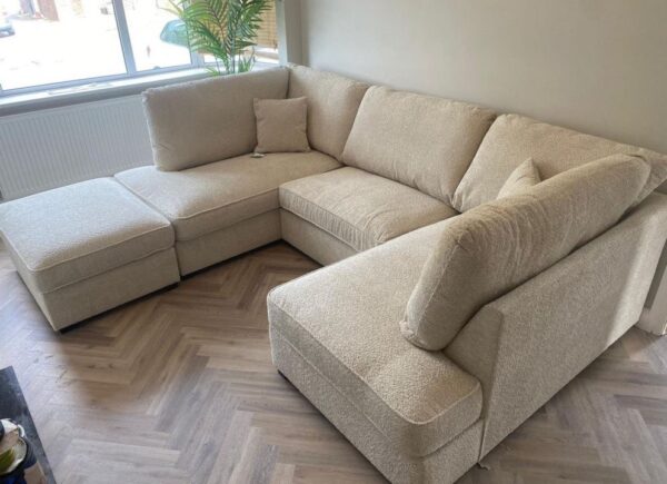 London boucle u shape sofa complete with footstool