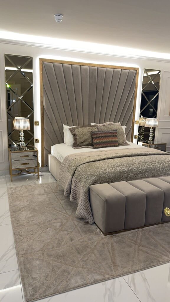 Luxury sunrise bed with gold trim