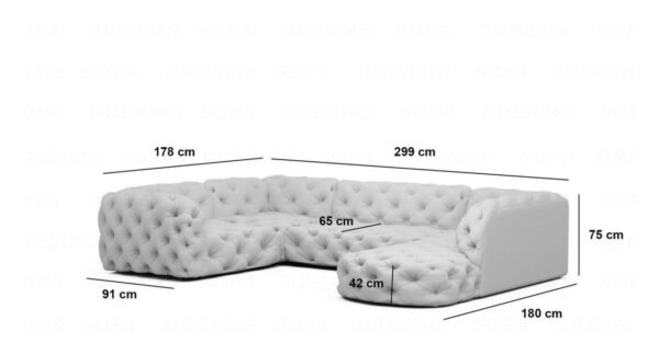 Curved chesterfield u shape sofa