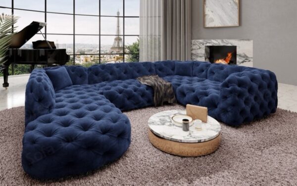 Curved chesterfield u shape sofa
