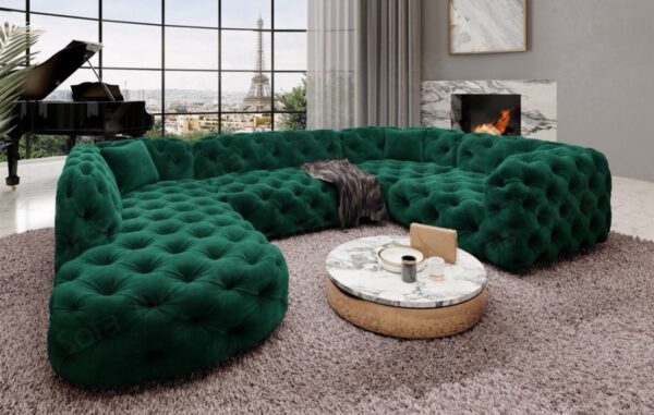 Curved chesterfield u shape sofa