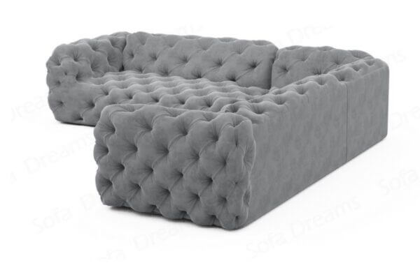 Fully buttoned chesterfield L shape sofa