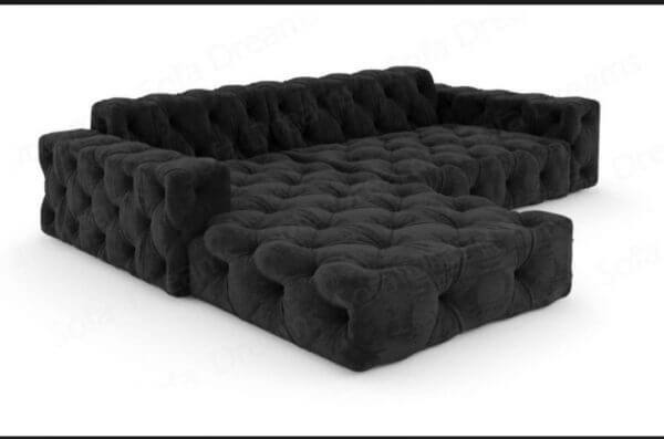 Fully buttoned chesterfield L shape sofa