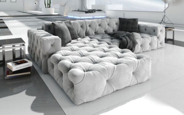 Fully buttoned chesterfield L shape sofa