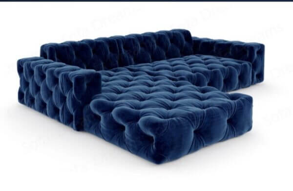 Fully buttoned chesterfield L shape sofa