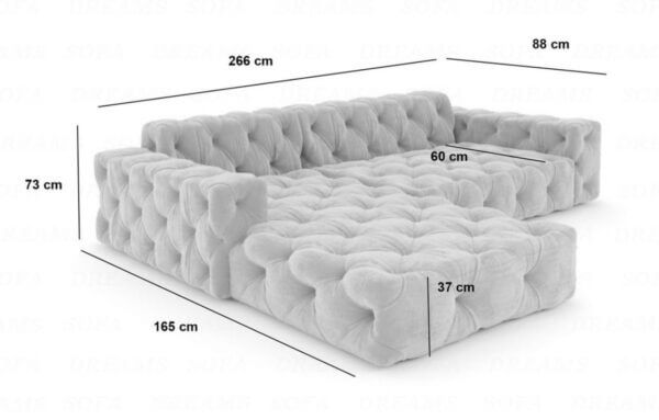 Fully buttoned chesterfield L shape sofa
