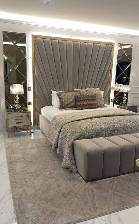 bed with headboard