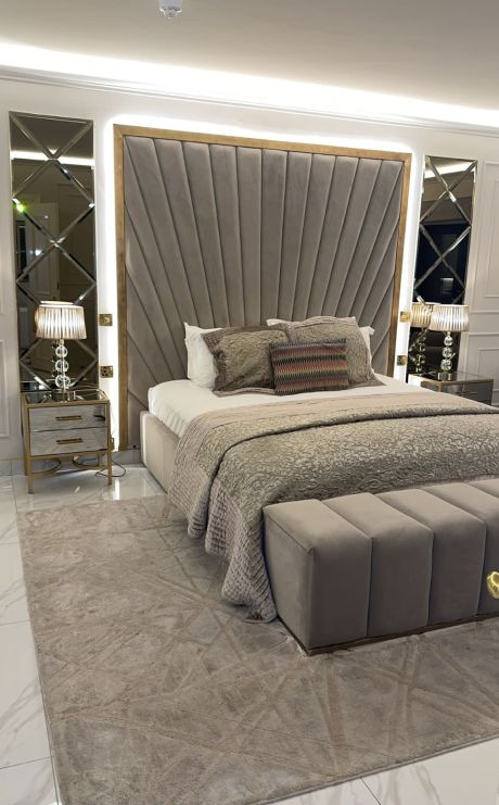 bed with headboard