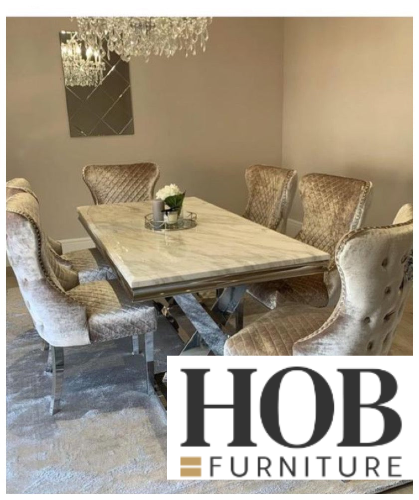 Ariana marble x cream marble table top with chairs