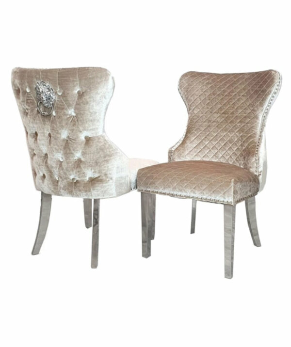 Ariana x round marble dining table with knocker chairs