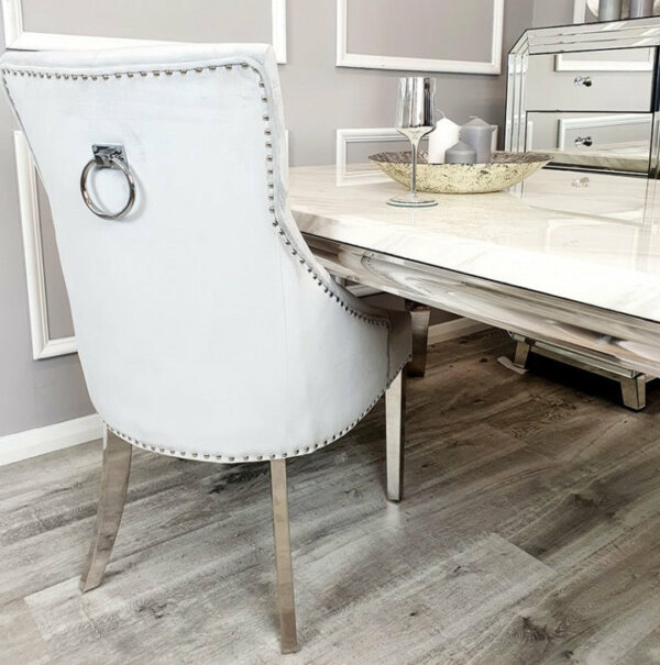Ariana marble x smoked marble table top with chairs