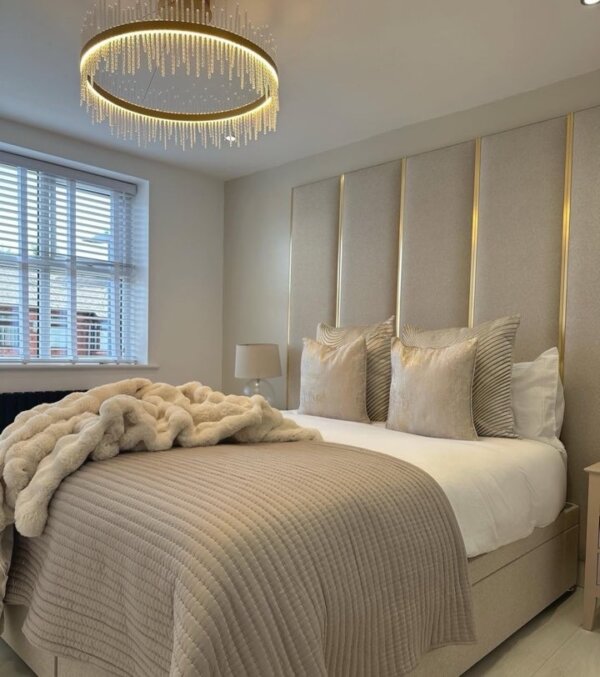 bed with headboard