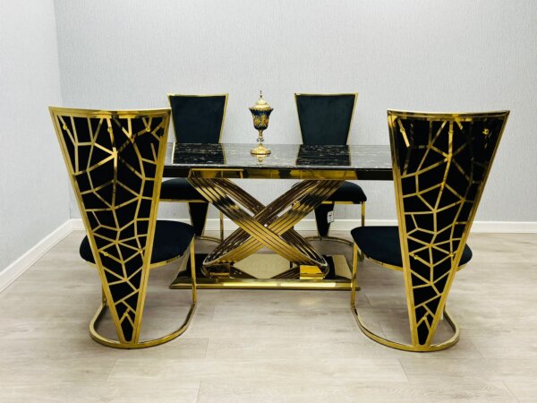 black and gold dining set