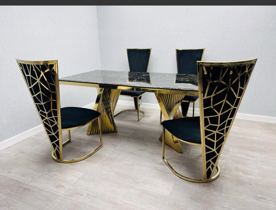 dining table with geo chairs