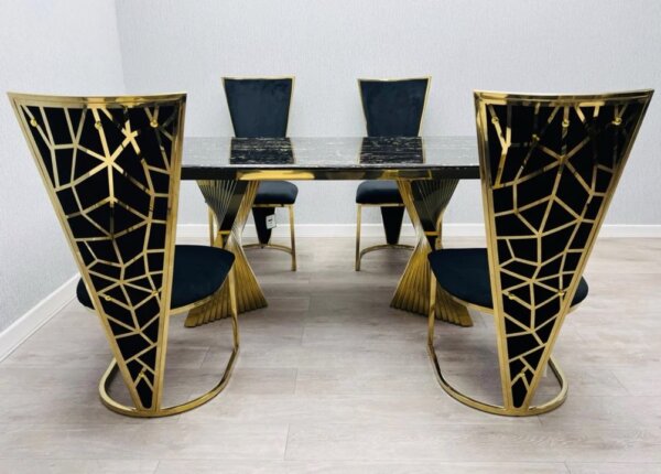 dining table with geo chairs