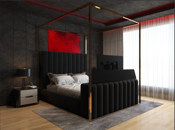 Grand linear 4 poster tv bed