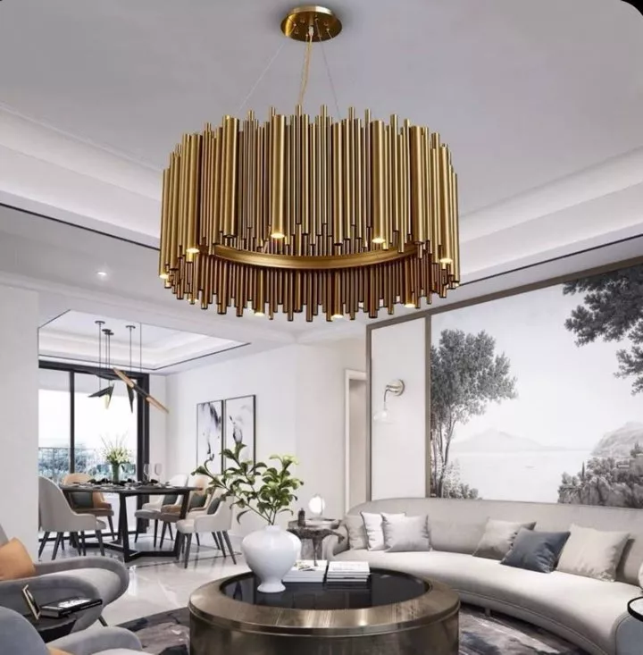 Gold fluted piano lamp