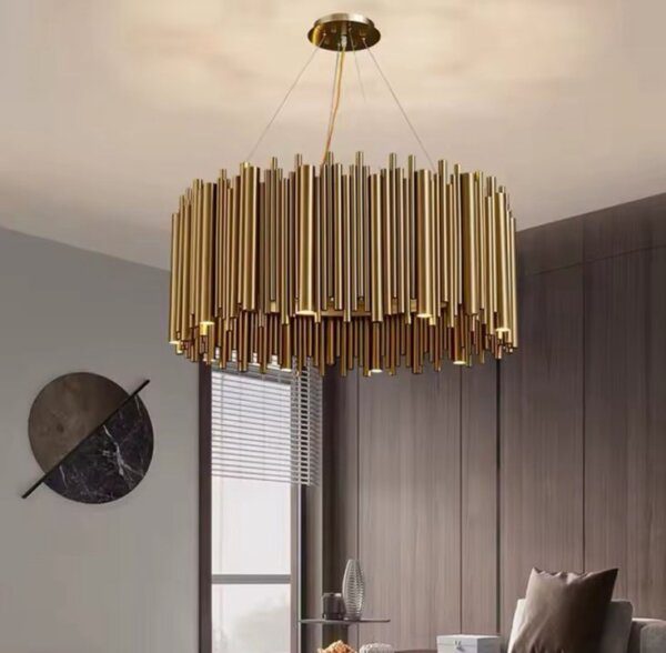 Gold fluted piano lamp